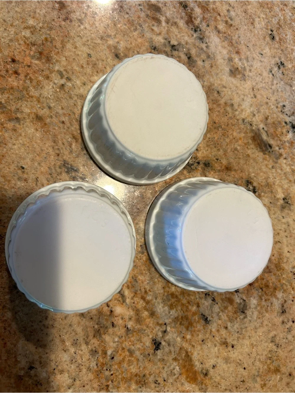 Set of (3) White Ceramic Ramekin Prep Baking Dishes 6oz w/Classic Fluted Design